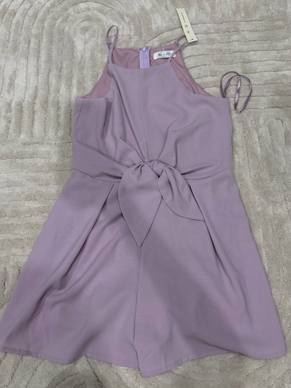 She + Sky Lavender Tie-Waist Romper